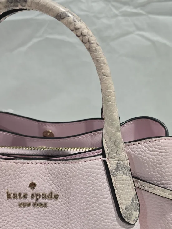 Kate Spade Dumpling Snake Embossed Small Satchel, Shimmer Pink Multi - Picture 3 of 9